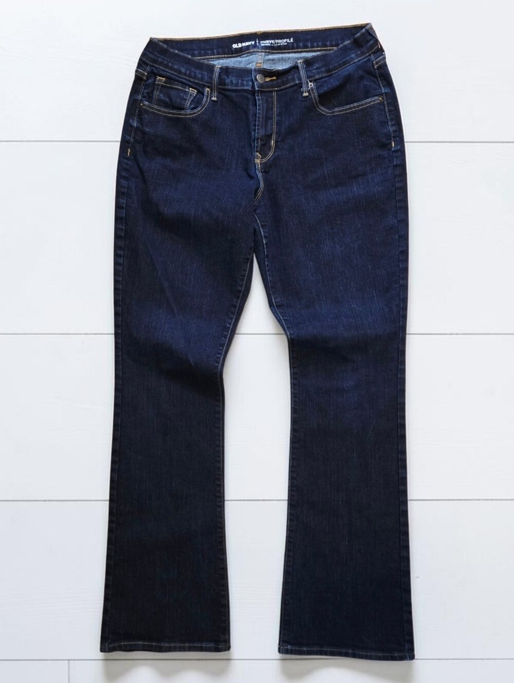 Old Navy Curvy Profile Mid-Rise Bootcut Blue Denim Jeans Stretch Size 12 Reg